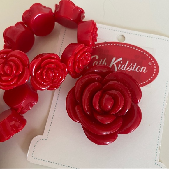 Cath Kidston Jewelry - Cath Kidston || red roses brooch and bracelet